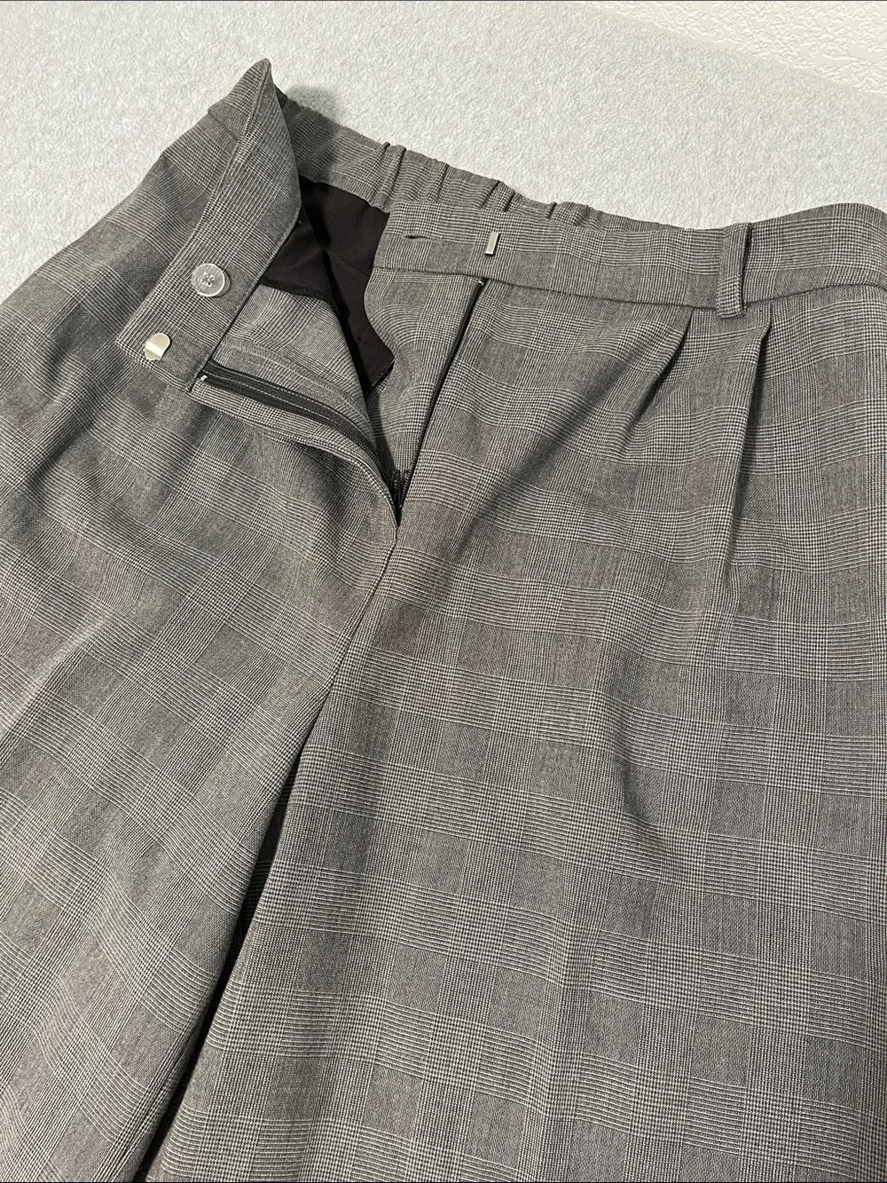 Open Edit Wide Leg Trouser Pants Size 12 Pleated Plaid High Rise Office Career